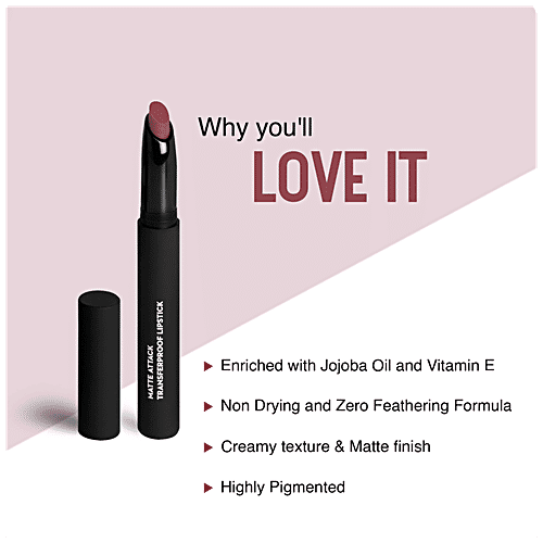 Sugar Cosmetics Matte Attack Transferproof Lipstick - Deep Salmon Pink, Highly Pigmented, Long Lasting, 2 g 15 Salmon Republic 