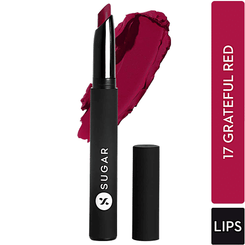 Sugar Cosmetics Matte Attack Transferproof Lipstick - Bluish Red/Cool-toned Red, Highly Pigmented, Long Lasting, 2 g 17 Grateful Red