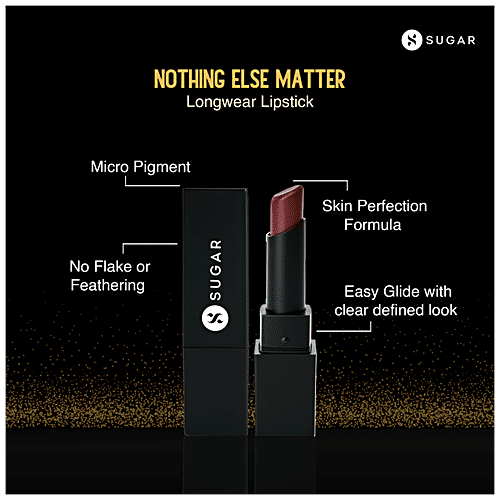 Sugar Cosmetics Nothing Else Matter Longwear Lipstick - Purple Brown/Brown Burgundy, Highly Pigmented, Long Lasting, 3.5 g 12 Teak Over