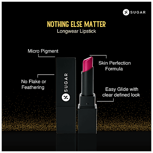 Sugar Cosmetics Nothing Else Matter Longwear Lipstick - Bright Fuchsia Pink, Highly Pigmented, Long Lasting, 3.5 g 06 Pink Aloud 