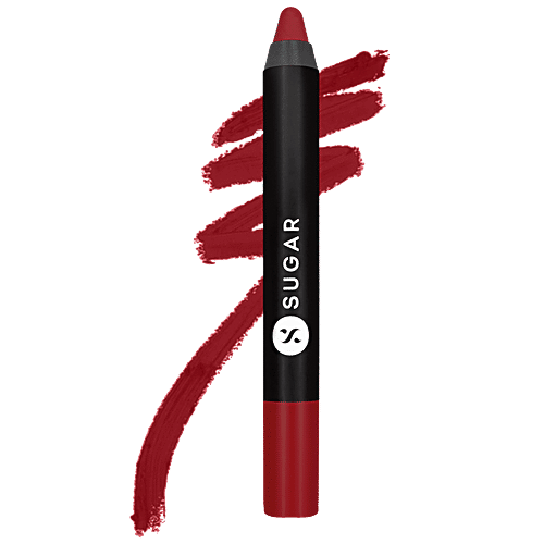 Sugar Cosmetics Matte As Hell Crayon Lipstick - Cherry Red, Silky Matte Finish, High Coverage, 2.8 g 10 Cherry Darling 