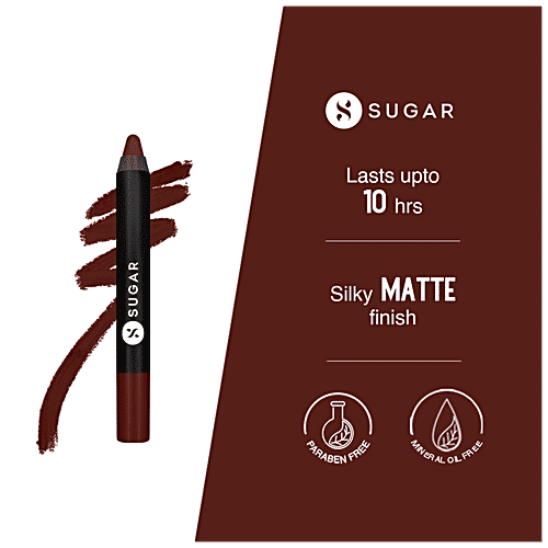Sugar Cosmetics Matte As Hell Crayon Lipstick - Chocolate Burgundy, Highly Pigmented, Long Lasting, 2.8 g 13 Murphy Brown 