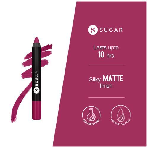 SUGAR Cosmetics Matte As Hell Crayon Lipstick - Light Fuchsia/ Deep Rose, Highly Pigmented, Long Lasting, 2.8 g 21 Rose Tyler 