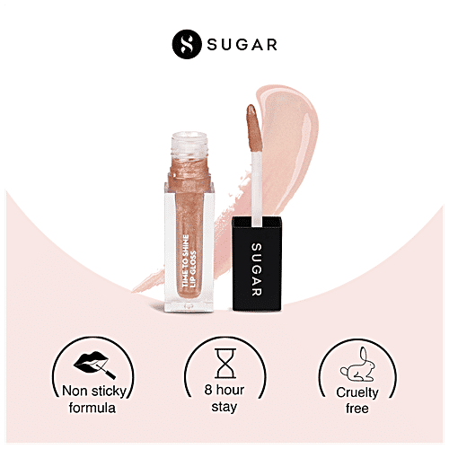 Sugar Cosmetics Time To Shine Lip Gloss - Enriched With Jojoba Oil, Hydrating, 4.5 g 10 Princess Aurora 