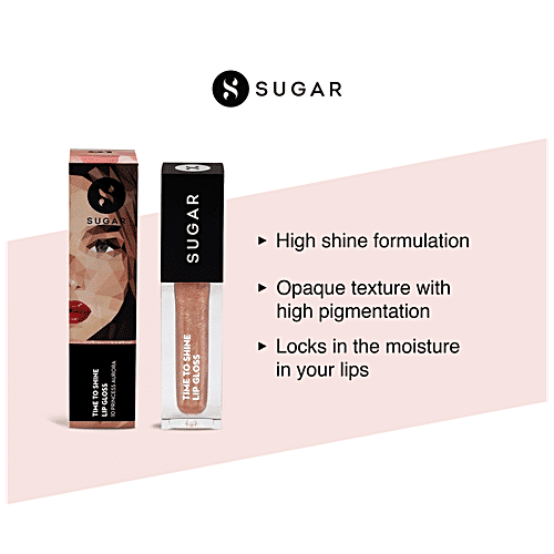 Sugar Cosmetics Time To Shine Lip Gloss - Enriched With Jojoba Oil, Hydrating, 4.5 g 10 Princess Aurora 