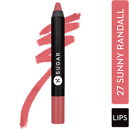 Sugar Cosmetics Matte As Hell Crayon Lipstick - Warm-toned Light Coral, Highly Pigmented, Long Lasting, 2.8 g 27 Sunny Randall 