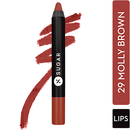 Sugar Cosmetics Matte As Hell Crayon Lipstick - Peachy Brown, Highly Pigmented, Long Lasting, 2.8 g 29 Molly Brown
