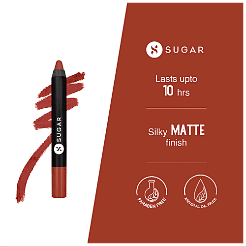 Sugar Cosmetics Matte As Hell Crayon Lipstick - Peachy Brown, Highly Pigmented, Long Lasting, 2.8 g 29 Molly Brown