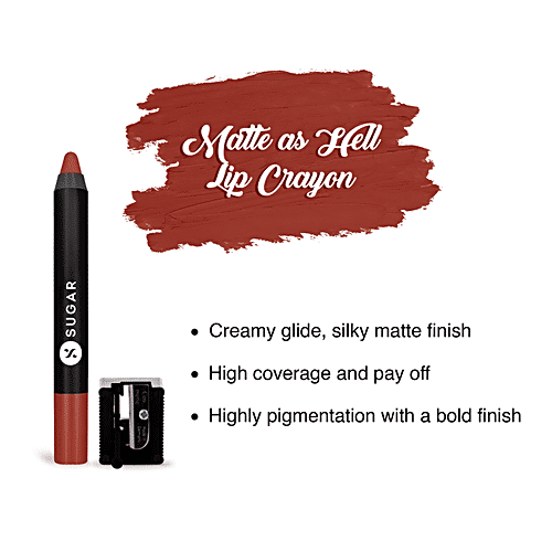 Sugar Cosmetics Matte As Hell Crayon Lipstick - Peachy Brown, Highly Pigmented, Long Lasting, 2.8 g 29 Molly Brown