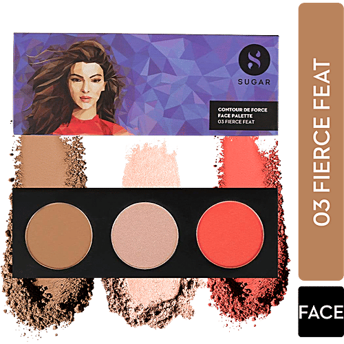 Sugar Cosmetics Contour De Force Face Palette - Flawless Perfection, For Medium To Deeper Complexions, 12.5 g 03 Fierce Feat 