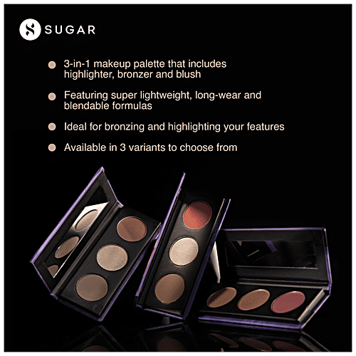 Sugar Cosmetics Contour De Force Face Palette - Flawless Perfection, For Medium To Deeper Complexions, 12.5 g 03 Fierce Feat 