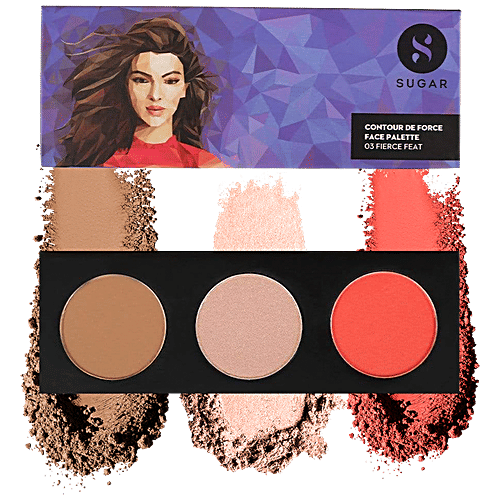 Sugar Cosmetics Contour De Force Face Palette - Flawless Perfection, For Medium To Deeper Complexions, 12.5 g 03 Fierce Feat 