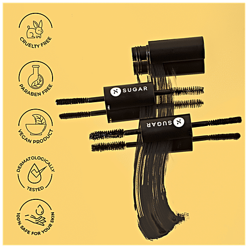 Sugar Cosmetics Double Date Extreme Volume Mascara Duo - Smudge & Transfer Proof, 7 ml 01 Black Jack 