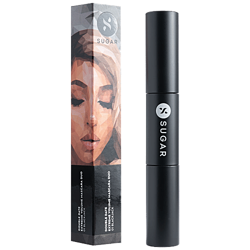 Sugar Cosmetics Double Date Extreme Volume Mascara Duo - Smudge & Transfer Proof, 7 ml 01 Black Jack 