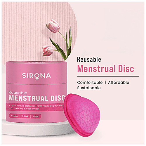 SIRONA FDA Approved Reusable Menstrual Cup Disc (Small Size) for Women | Upto 8 hours Protection, 1 pc Box 