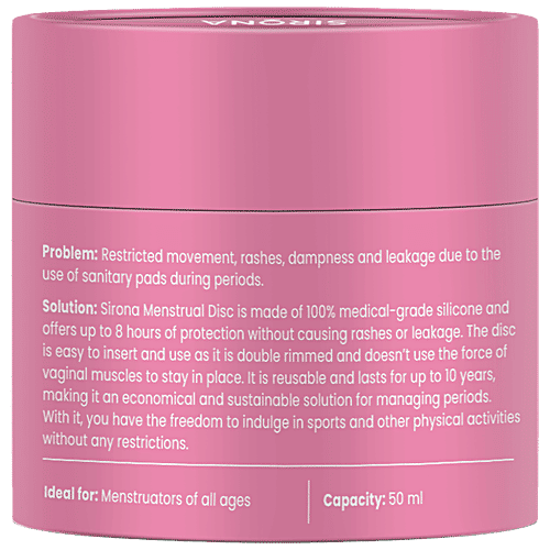 SIRONA FDA Approved Reusable Menstrual Cup Disc (Large Size) for Women | Upto 8 hours Protection, 1 pc Box 