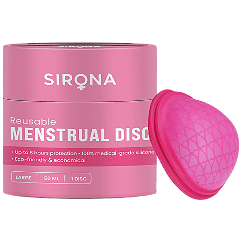 SIRONA FDA Approved Reusable Menstrual Cup Disc (Large Size) for Women | Upto 8 hours Protection, 1 pc Box 