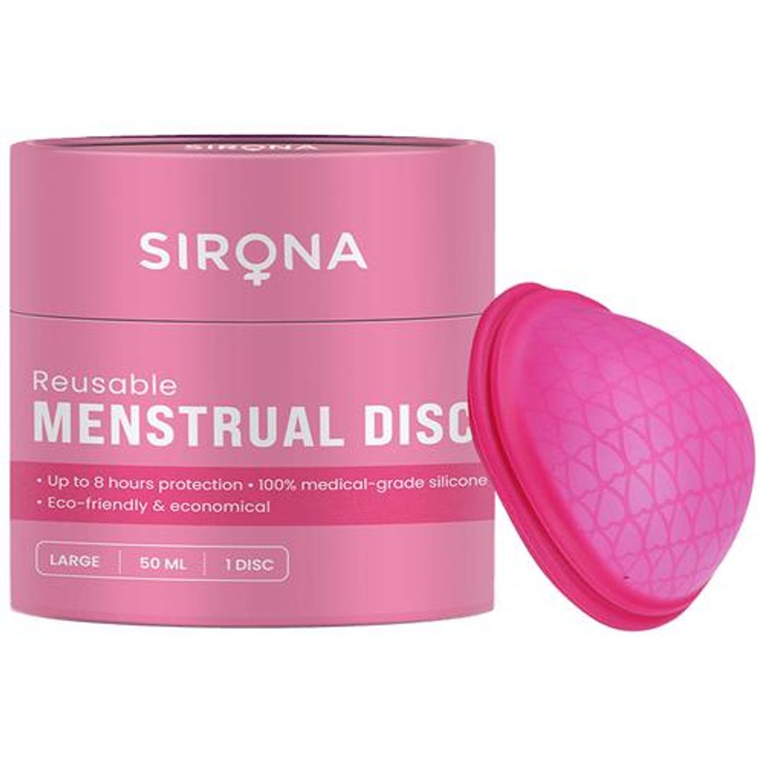 SIRONA FDA Approved Reusable Menstrual Cup Disc (Large Size) for Women | Upto 8 hours Protection, 1 pc Box