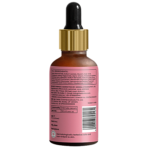 SIRONA Intimate Lightening Serum for Underarms, Inner Thighs, Knees And Bikini Area for Women - 30 ml, 50 ml Bottle