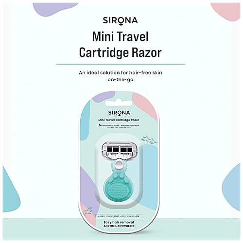 SIRONA Reusable Mini Travel Cartridge Hair Removal Body Razor for Women, 1 pc Box