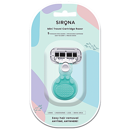 SIRONA Reusable Mini Travel Cartridge Hair Removal Body Razor for Women, 1 pc Box