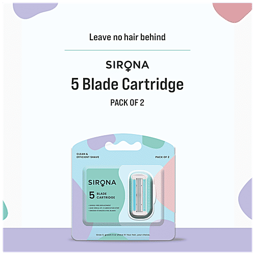 SIRONA Pack of 2 Reusable 5 Blade Cartridge Refills/Blades for Women Razors, 2 pcs Box 