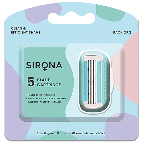 SIRONA Pack of 2 Reusable 5 Blade Cartridge Refills/Blades for Women Razors, 2 pcs Box 