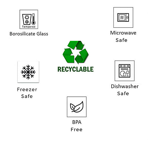 Femora Borosilicate Glass Food Storage Container - Round With Air Vent Lid, Microwave Safe, For Kitchen & Office Use, 380 ml  