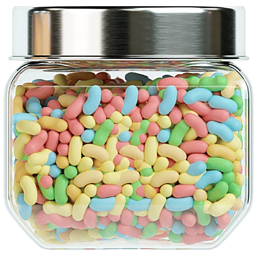 Buy Femora Kitchen Storage Jar Metallic Clear Glass, For Pulses