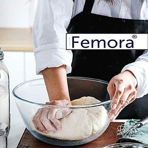 Femora Borosilicate Glass Mixing Bowl  - Microwave Safe, For Baking, Marination Use, 3.6 L ( 1 pc) 