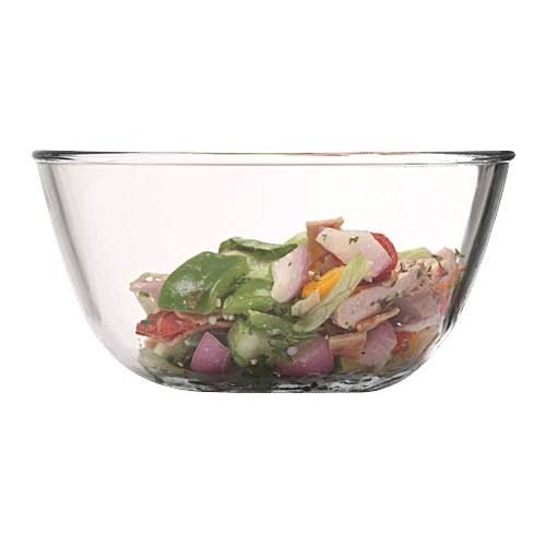 Femora Borosilicate Glass Mixing Bowl  - Microwave Safe, For Baking, Marination Use, 3.6 L ( 1 pc) 