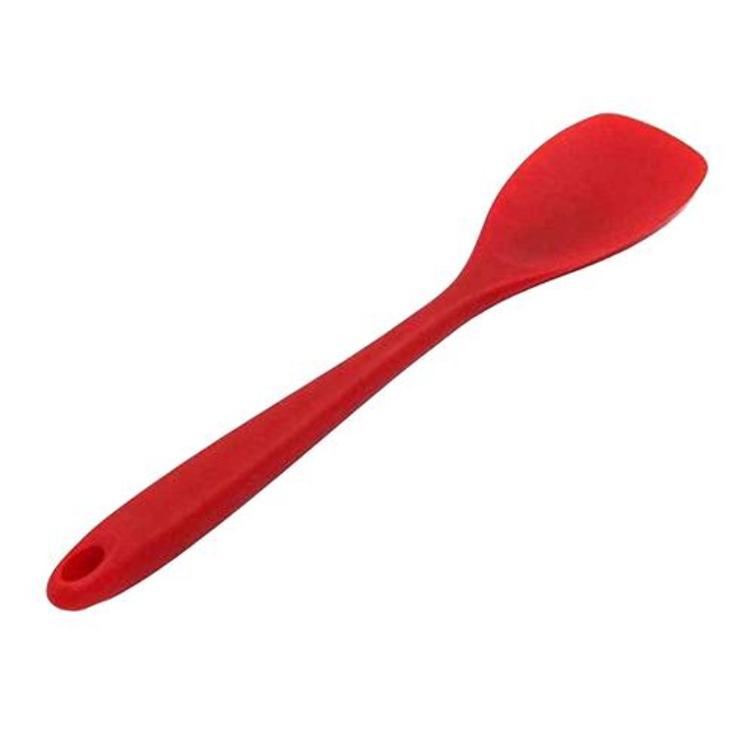 Femora Premium Virgin Silicone Spoon With Grip Handle - For Cooking, Baking Use, Red, 1 pc 