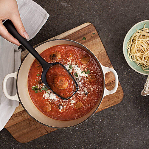 Femora Premium Virgin Silicone Big Spatula With Grip Handle - For Cooking, Mixing, Baking Use,  Black, 1 pc  