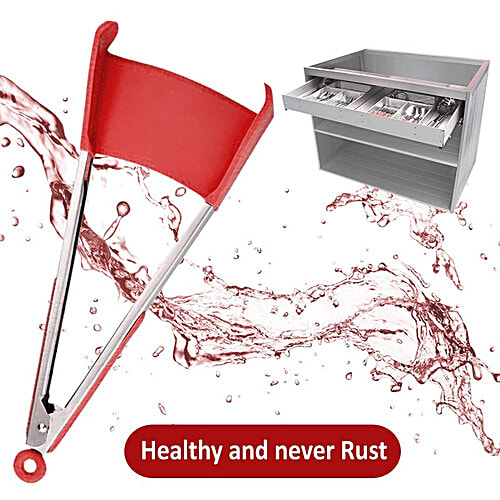 Femora Premium Silicone Food Tong with Holder - 23 cm , For Handling Hot/Cold Food, 1 pc  