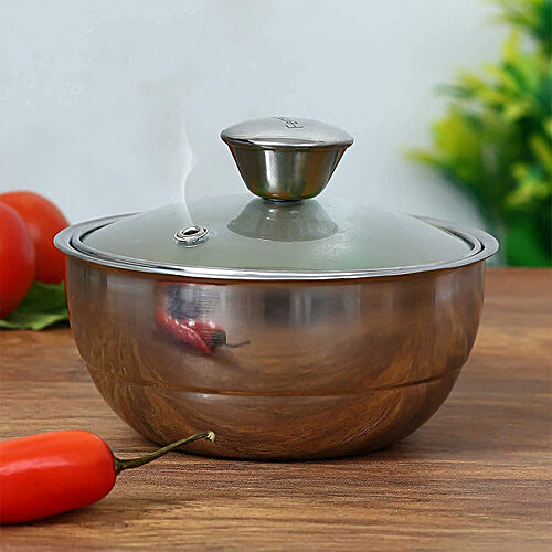 Femora Stainless Steel Curry Bowls - Large Size, Double Wall Insulated Server, Silver, 1.5 L (1 pc) 