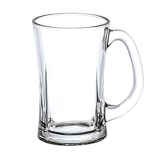 Femora Beera Glass Beer Mug - Transparent, Clear Finish With Handle & Heavy Base, 350 ml (Set of 2)