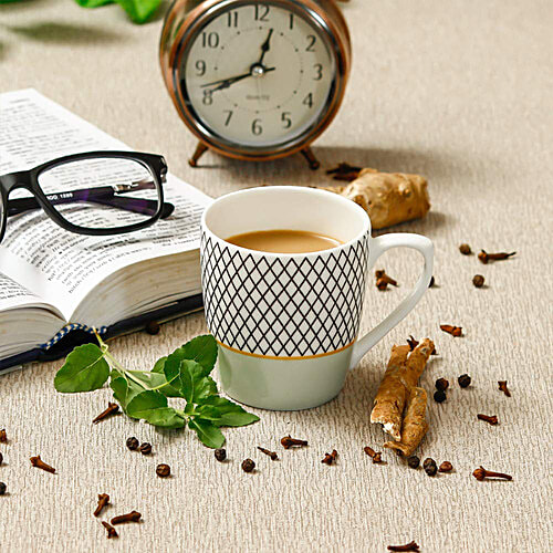 Femora Bone China Tea Cup Set - Indian Ceramic, Fine Quality, Handcrafted, Multicolour, Small Serving, 160 ml (Set of 6) 