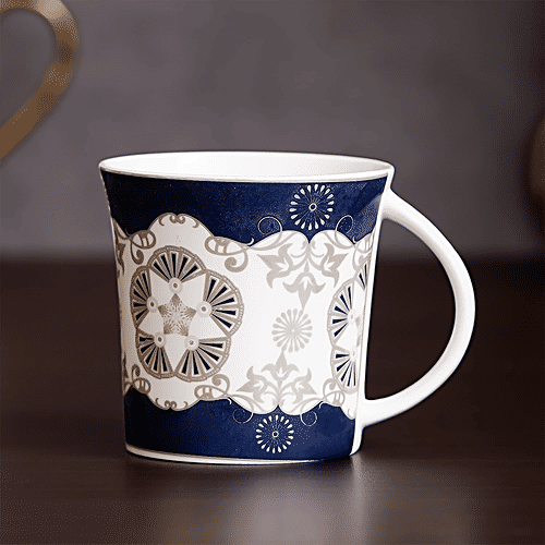 Femora Bone China Tea Cup Set - Handcrafted Ceramic,Chip Resistant, Small Serving, Blue, 150 ml (Set of 6) 