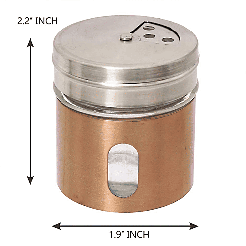 Femora Clear Glass/Steel Spice Jar - Masala, Dry Fruits Storage, Small, 30 ml ( Set of 6) 