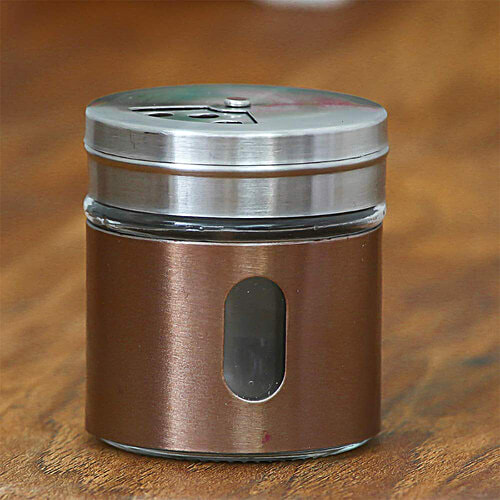 Femora Clear Glass/Steel Spice Jar - Masala, Dry Fruits Storage, Small, 30 ml ( Set of 6) 