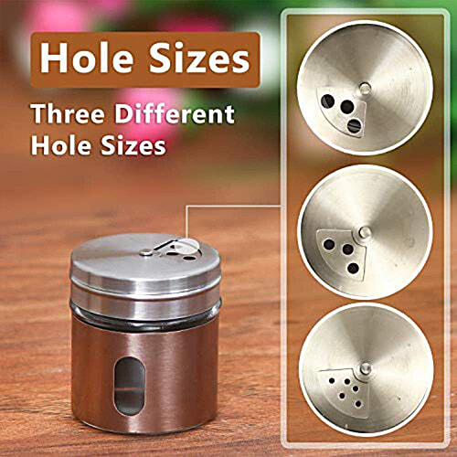 Femora Clear Glass/Steel Spice Jar - Masala, Dry Fruits Storage, Small, 30 ml ( Set of 6) 