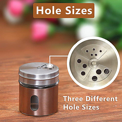 Femora Clear Glass/Steel Spice Jar - Masala, Dry Fruits Storage, Small, 30 ml ( Set of 6) 