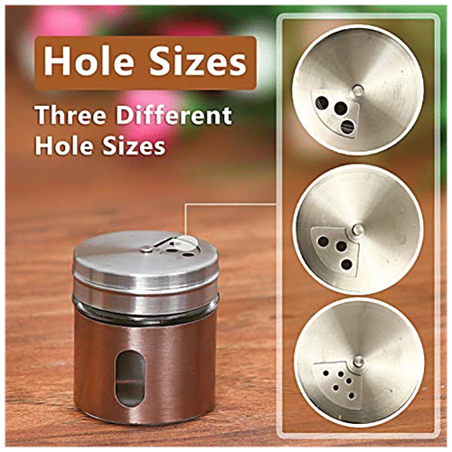 Femora Clear Glass/Steel Spice Jar - Masala, Dry Fruits Storage, Small, 30 ml ( Set of 6) 