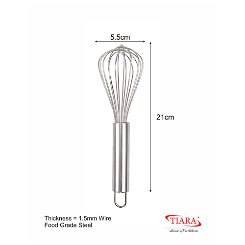 Tiara Stainless Steel Whisk - Kitchen Tool For Blending, Beating, Stirring, 20 cm, 52 g (1 pc) 