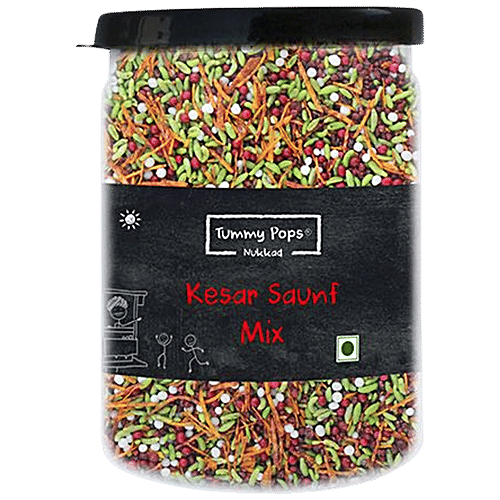 Tummy Pops Mouth Freshener/ Mukhwas - Nukkad Kesar Saunf Mix, Aromatic, After Meal Digestive, 90 g  