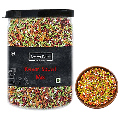 Tummy Pops Mouth Freshener/ Mukhwas - Nukkad Kesar Saunf Mix, Aromatic, After Meal Digestive, 90 g  