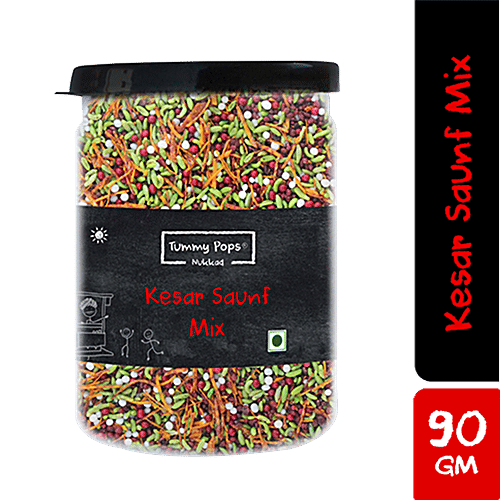 Tummy Pops Mouth Freshener/ Mukhwas - Nukkad Kesar Saunf Mix, Aromatic, After Meal Digestive, 90 g  