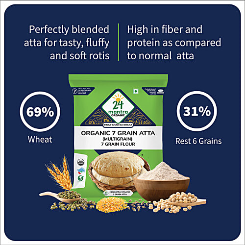 24 Mantra Organic 7 Grain Atta/Multigrain, 1 kg  