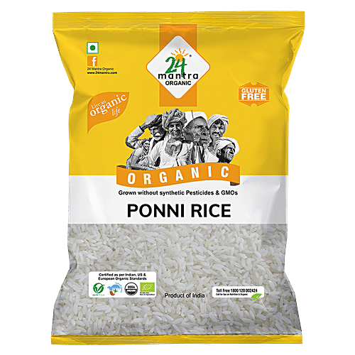 24 Mantra Organic White Ponni Raw Rice, 1 kg