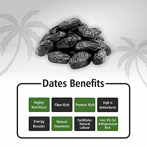 Everyday Four Seedless Black Dates - Rich In Protein & Fibre, Naturally Sweet, Boosts Energy, 400 g  